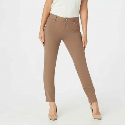 New Women with Control M Petite Knit Fly Front Jeggings Stone QVC 2598-Q